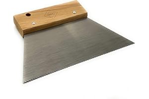 CCA - A2 Hand Adhesive Fan Spreader with Wooden Handle. for Spreading Pressure Sensitive Adhesive Beads evenly, Fitting LVT Flooring for The Perfect fit. 18cm, V Notch