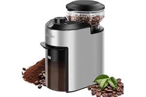 Molinillo de Café Wancle 200W con 28 Ajustes de Molienda, Protección contra Sobrecalentamiento, Capacidad de 2 a 12 Tazas, Diseño Compacto para un Almacenamiento Fácil, Acero Inoxidable