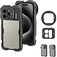 NEEWER 15 Pro Max Cage Video Rig with 67mm Filter Adapter, 17mm Threaded Lens Backplane, Cold Shoes, Tripod Mount, Aluminum Case Kit Compatible with iPhone Stabilizer for Video Recording, PA024