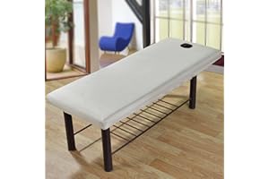 Ganquer Massage Table Sheet, Massage Bed Cover with Face Hole, Elastic All-round Wrap Fitted Sheets Washable Reusable Massage Table Cover for Salon Spa, 70x190cm (Gray)