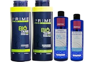 Prime Pro Extreme Bio Tanix Kit 2 X 1,1L | Kit Lissage Tanin Taninoplastie Professionnel | Shampooing Sans Sulfate Iniya 400ml + Masque Réparateur 300ml