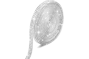 Noewmub Crystal Rhinestone Diamond Ribbon Strips, Rhinestone Stickers Self Adhesive, Sparkling DIY Decoration Rhinestone Strips, Rhinestone Roll DIY for Decoration, Gift, Phone, Wedding(Sliver)