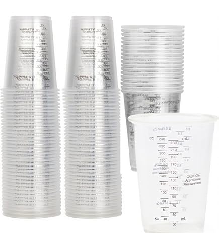 Mengbeker, maatbeker, 600 ml, 50 stuks, mengbeker met schaal en staafjes voor vloeistoffen, pigmenten (600 ml - 50 stuks