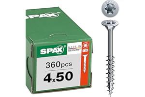 SPAX Vis universelle 4 x 50 mm, 360 pièces - Vis à bois, filetage partiel, tête fraisée, T-STAR plus T20, pointe 4CUT, revêtement WIROX - 8000000276804