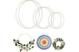 EQLEF Metal Rings for Craft, 6pcs Dream Catcher Hoops 10cm 15cm 20cm Gold Metal Floral Hoop Silver Metal Hoops for Crafting Dreamcatcher Festival Wreaths Macrame DIY Handcraft