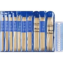Coopay Bamboe-breinaaldenset, 75 stuks, dubbele punt, met accessoires, rechte naalden, 20 cm, 2,0 tot 10 mm voor sokken