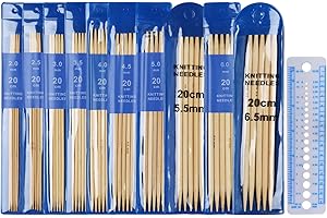 Coopay Agujas de Tejer de Bambú de Doble Punta, Agujas de Calcetín DPNS,Agujas de Madera Cálidas y Ligeras para Manos Artritis, Regalo para Principiantes,Longitud 20cm