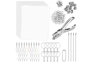Rainmae 181pcs Heat Shrink Plastic Sheets Pack,Shrinky Art Crafts Set Include 25 PCS Blank Shrinky Art Film Paper with 155pcs Keychains Accessories for DIY Ornaments or Creative Craft