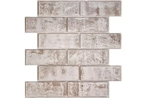 Commomy 10 Pezzi Mattoni Adesivi Murali 3D Pannelli Da Parete 3D Finto Mattone, 30 X 30 cm, Pannelli Adesivi per Pareti 3D Mattoni Finti PVC Autoadesivi Pannelli Decorativi Per Pareti Interne