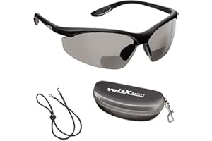 voltX 'CONSTRUCTOR' (AHUMADO/GRIS dioptría +2.0) Gafas de Seguridad de Lectura BIFOCALES que cumplen con la certificación CE EN166F / Gafas para Ciclismo incluye cuerda de seguridad + estuche de seguridad rígido con bisagras - Reading Safety Glasses