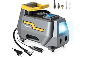 VEEAPE 220V 12V Compressore Aria Portatile Digitale AC DC Doppia Alimentazione per Auto, Bici, Moto, Gomme Palloni, Max. 150PSI / 10,3bar, con Luce LED, Kit Adattatore, Valvola Presta, Cavi