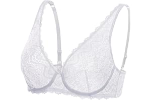 DOBREVA Ladies Lace Bralette Plunge Seksowny biustonosz na fiszbinach bez wkładek
