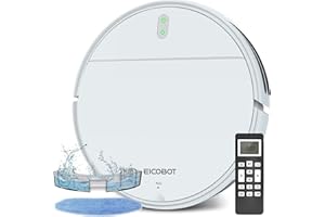 EICOBOT Robot Aspirapolvere e Mocio Combo,Aspirapolvere Robot,Aspirapolvere e Mocio 2 in 1,Sottile 2.91'',Basso volume,Auto-Carica,Ideale per Pavimenti Duri,Peli di Animali e Tappeti,Pale