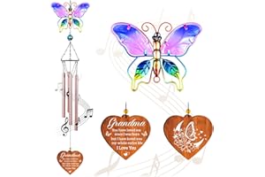 APJIELOP Grandma Birthday Gifts, Butterfly Wind Chimes for the Grandmother Garden, Mothers Day Presents for Nan, Nanny, or Granny, Outdoor Butterfly Garden Ornaments