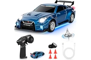 YOOHBERRYS Mini RC Drift Car Pro, 1:43 Frngesteuert Drift Auto, 4WD Tabletop Drift RC Car, Ferngesteuertes Auto mit Gyro, 15 km/h, Spielzeugauto für Kinder ab 14 Jahre (Blau)