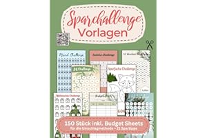 Sparchallenge Vorlagen für die Umschlagmethode: Cash Stuffing Zubehör für deine Geldspar Challenge deutsch I Passend für Zipper Umschläge A6 zum Ausschneiden