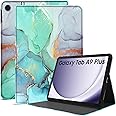 Robustrion Cover for Samsung Galaxy Tab A9 Plus 11 inch Cover Case, Folio Case Cover for Samsung Tab A9+ 11 inch - Marble Green