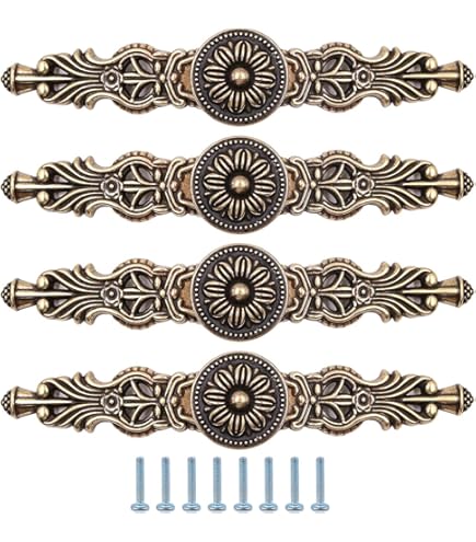 Maniglie Armadio Vintage 6 Pezzi - Pomelli In Bronzo Antico Per Cucina, Credenze E Guardaroba - Foto 6