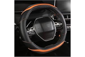 YLFC Cubierta de Volante para Peugeot 3008 4008 5008 Protector para Volante de Coche Fibra de Carbono + PU Accesorios de Cuero Interior Coche Cubre Volante Auto Funda Volante Cuero (Color : Orange)