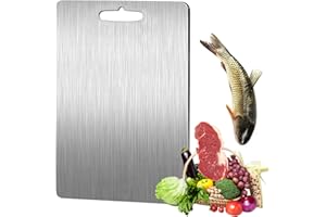 Tagliere in Acciaio Inox, Shyllin 34 x 23 cm Tagliere in Titanio per Uso Alimentare Su Entrambi I Lati, Tagliere in Titanio per Cucina, Taglieri in Acciaio Inossidabile per Carne, Verdure, Frutta