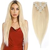 Naturali Capelli Extension Con Clip, 8 Pezzi 100% Remy Umani Extension Capelli Veri Clip, Umani Capelli Lisci Invisible 20cm 