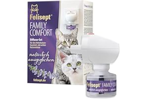 Felisept Family Comfort Starter-Set im Mehrkatzenhaushalt (Verdampfer + Flakon 45ml) - Beruhigungsmittel für Katzen - Katzen Beruhigungsmittel natürliche Katzenminze - Entspannungsmittel für Katzen