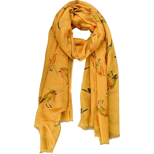 Grey Robin Print sjaal, dames vogels wrap, grote vogel sjaal, rode roodborstjes (Maat: 180cm x 80cm), Grijs, one size