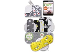 NATISSY Serviette Hygiénique Lavable Bio Coton; Lot de 6 + Sac (S+M) Petite Serviette Hygiénique Lavable Nuit FABRIQUÉE EN UE; Protection Hygienique Lavable Règles; Serviette Periodique Lavable Reutilisable