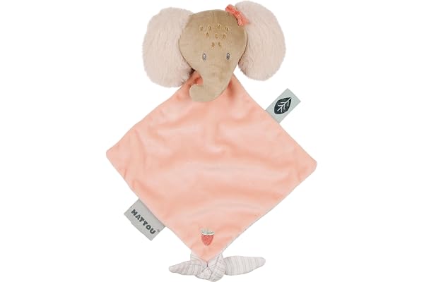Nattou Mini-Doudou en Polyester, Éléphant, pour Nouveau-nés et prématurés, Env. 19 cm, Flo, Oli & Ernest, Oli Pink