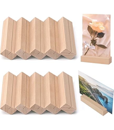 WISYOK Houten kaarthouder, 30 stuks, tafelkaarthouder, houten standaard, menukaarthouder, fotohouder voor bruiloften, feesten en banketten (10 x 3 x 2 cm