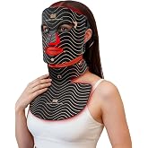 INIA GLOW LED Face Mask and Neck Light, Red, Yellow and Blue, 4 Modes | Full Face and Neck Coverage, Rechargeable Battery, Ti