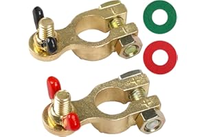 LAMEK Terminale Batteria Auto Morsetti Terminali Batteria Auto 12V/24V Connettore Batteria in Ottone con Dado ad Alette per Auto Moto Barca Camion Veicolo Auto Roulotte Positivo Negativo