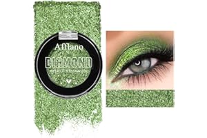 Fards à Paupières Pailletés Verts DE'LANCI, Fards à Paupières Métalliques Ultra Brillants, Imperméables, Adaptés Aux Fards à Paupières Verts Chatoyants, Sans Plis,Sans Talc #14H