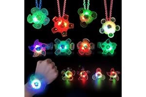 M.best 36 Stück Partyspielzeug für Kinder, LED Licht Fidget Spinner Partyzubehör Spielzeug für Kindergeburtstag Gastgeschenke Partygeschenke mit 12 Halsketten, 12 Ringen und 12 Armbändern
