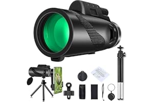 NTRJTRSS Telescopio Monocular 12x50, BAK4 Telescopio Monoculare, Monocular Telescope con Supporto Telefono e Treppiede per Cellulare, Monocoloa lunga distanza per CacciaCampeggio Concerti Partite di Calcio