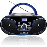 LONPOO Lettore CD Boombox Portatile - Stereo con Radio FM, Ingresso Bluetooth, USB, AUX, Uscita Auricolari, Audio Domestico C