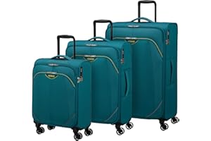 American Tourister Poproll - Set de 3 valises Souples (Cabine, Moyenne, Grande), Léger - Vert (Teal)