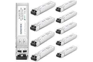 QINIYEK 10GBase-SR SFP+ Transceiver,10G Multimode SFP+ LC Module,850nm MMF,Fino a 300 m,Compatibile con Cisco SFP-10G-SR,Ubiquiti UF-MM-10G,Fortinet,Mikrotik,Netgear,Supermicro (Confezione da 10)