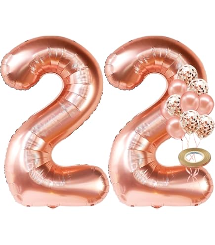 Rose Gold 22nd Birthday Decorations Kit - Banner, Garland, Foil Balloons & Ribbon Party Supplies