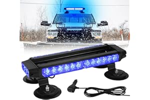 I LITTON Blue LED Beacon Strobe Light, 12V-24V Car Roof Strobe Light w/Magnetic Base, 16 Flash Modes Emergency Warning Light Blue Strobe Beacon Light for Cars Vehicles Forklift Tow Trucks Snowplow