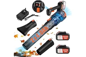 CHANGEMOORE 494CFM Lightweight Leaf Blower Cordless with 2X4.0Ah Battery, Charger & 3-Speed Mode, 21V Battery Cordless Leaf Blower with Turbo Charger for Garden, Lawn, Snow, Yards, Cars