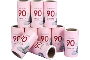 SOULPALA Brosse Anti Poil Animaux 10 Rouleaux de 90 Feuilles Rouleaux Anti-Peluches Rouleau de Nettoyage enlève Les Poils d'animaux poussières et Peluches des vêtements, Tissus et Tapis