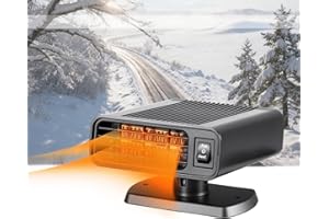 Katroiy Car Heater,12V 150W Portable Car Heater Defroster Fans, 2 in 1 Heating & Cooling Fast Heating Defrost Defogger with Plug in Cigarette Lighter, Window Defroster for Car, SUV, Trucks(Black)