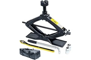 LEADSTAND Scissor Jack is 2tons, It Can Be Used With Electric Drill, Suitable for Cars and SUV Universal Car Emergency Kit with Lug Wrench (Scissor Jack + Lug Wrench + glove(1.8Ton))