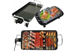 JUPITOR Electric Table Top Grill Teppanyaki Grill Electric Griddle Hot Plate with Fat Oil Drip Tray Indoor Portable Electric Cooking Plate | Variable Temperature | Great for Barbecue Cooking -XL 67x29.5x8.5cm