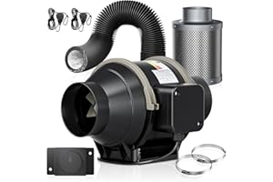 Trsaow Set di ventilatori da condotto da 100 mm, set di ventilazione con flusso d'aria di 360 m³/h, set completo di ventilatori per tubi in linea con regolatore di velocità Silent Duct Fan