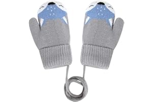 FAKEFACE Mignon Gants et Moufles Enfant Hiver Épaissir Chaud Gants Moufles Ski Jouer Neige pour Enfants 1-3 ans Design Renard Gants Hiver en Laine Gant Chaud Double Couche