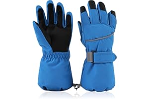 XIAOHAWANG Rękawice narciarskie dla dzieci, wodoszczelne, wiatroszczelne, z odblaskowymi paskami, antypoślizgowe, ocieplające, ochrona przed zimnem, rękawice z pięściami dla dzieci