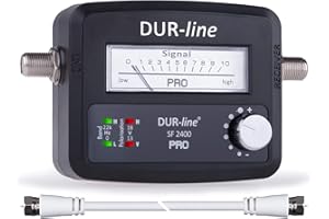 DUR-Line® SF 24XX – Satfinder – Measuring Device for Exact Adjustment of Your Digital Satellite Antenna – with High Input Sensitivity – incl. F-cable and detailed German instructions