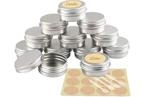 YANCAER 24 Stück 10ml - D35mm x H17mm Silber Aluminium Leer Döschen mit Schraubdeckel Runde Reise Blechdose Cremedose Tiegel Aludose für DIY Kerze, Creme, Kosmetik